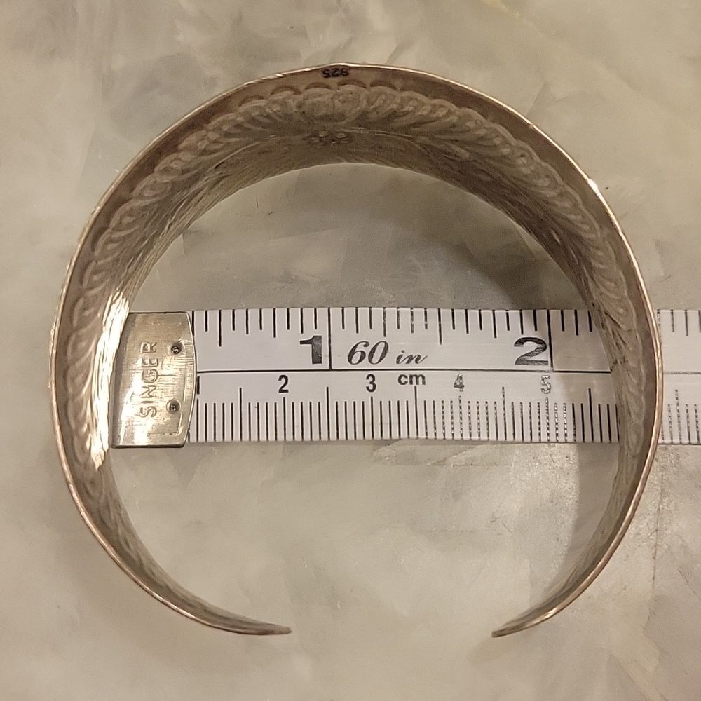 Vintage Native Sterling Silver Art Noveau Cuff SouthWestern Boho Bracelet Bangle - Picture 9 of 13